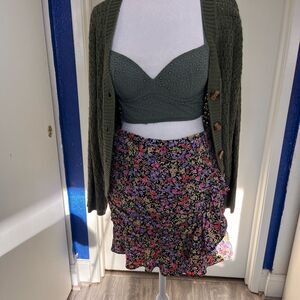 Zara Floral Ruched Ruffle Mini Skirt – Size M